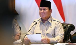 Presiden RI Prabowo Subianto saat memberikan sambutan dalam peresmian 218 jembatan